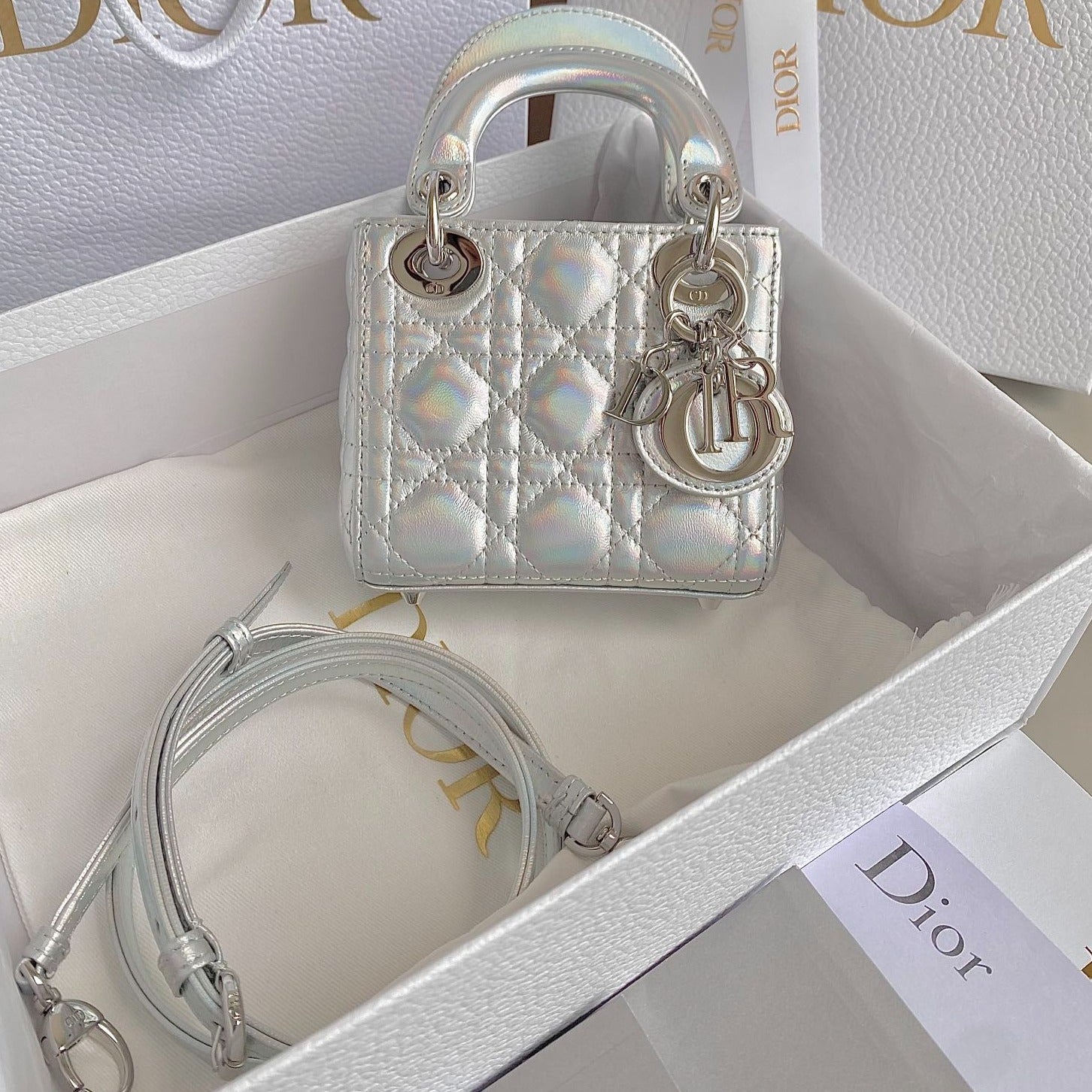 MICRO LADY 12 BAG IN SILVER LAMBSKIN – Bags Maison